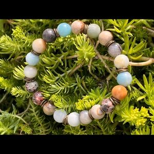 Stretch beaded bracelet with authentic Amazonite beads 8 mm